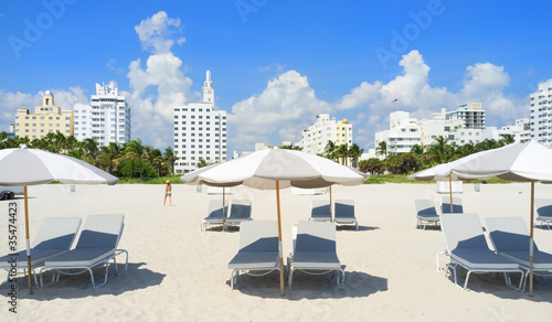 Beach Lounge Chair on Photo  Miami South Beach Lounge Chairs And Umbrellas    Fotoluminate