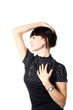 Sensual young adult woman with beautiful brown hairs