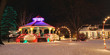 Small-town gazebo and depot lit up for Christmas Small-town gazebo and depot lit up for Christmas