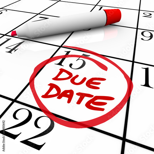 Illustration: Due Date Calendar Circled for Pregnancy or Project Completion Due Date Calendar Circled for Pregnancy or Project Completion