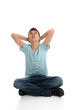 Thinking or troubled boy looking skyward