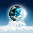 Globe in space with cyber network