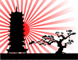 the Japanese landscape silhouette vector the Japanese landscape silhouette vector