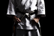 Karate, Schwarzgurt knoten vor schwarz 01