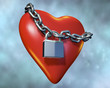 heard with chain and padlock, symbol of love