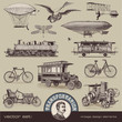 vintage means of transportation (2) - set of design elements