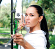 young woman with a bow and arrows