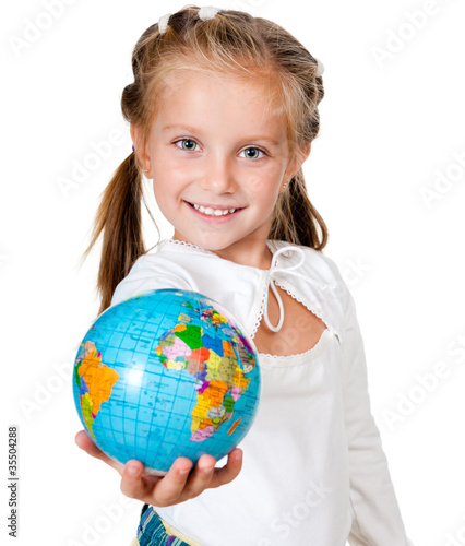Photo: girl with globe girl with globe