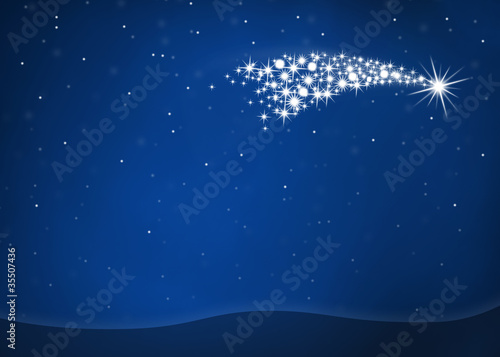 Illustration: X-MAS *** falling star - blue background X-MAS *** falling star - blue background
