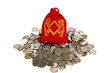 money bags with coins on a white background money bags with coins on a white background