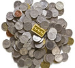 Gold bars on coins stacks Gold bars on coins stacks