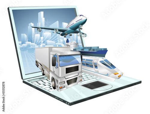 Vector: Logistics laptop computer concept Logistics laptop computer concept