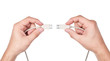 Hands and computer cable