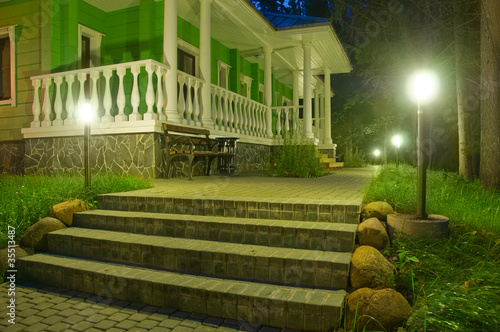 Photo: Cabin in the night forest Cabin in the night forest