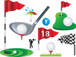 set of full colour golf icons and designs set of full colour golf icons and designs