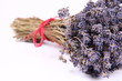 Bunch of dried lavender tied with a red string on white Bunch of dried lavender tied with a red string on white