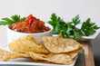 Peach Mango Salsa with Whole Wheat Chips