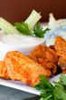 Hot and Spicy Buffalla Wings with Blue Cheese Dipping Sauce