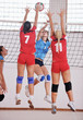 girls playing volleyball indoor game