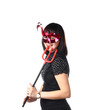 Masked young adult woman