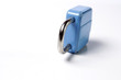 Old padlock on a white background