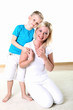 mother with son in studio