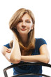young woman sitting chair
