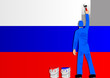 Illustration of a man figure painting the flag of Russia