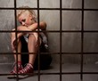 Punk girl behind bars.