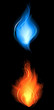little red and blue fire.