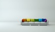 Wohndesign - weisses Sofa mit bunten Kissen