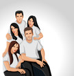 Group people wearing white clothes