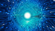 Flight through a data stream with acceleration.