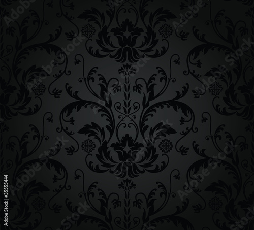 Fototapeta Charcoal seamless floral wallpaper