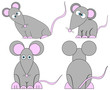 Set of Cute Crazy Cartoon Mice