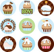 Illustrated Cupcake Circles For Boys
