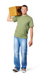 Young man with speaker on the shoulder Young man with speaker on the shoulder