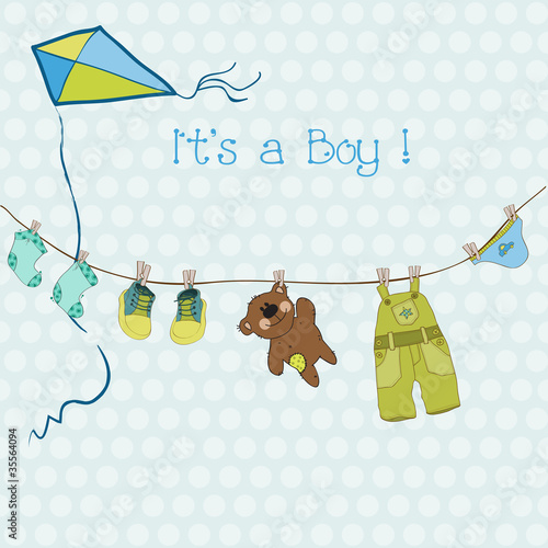 Vector: Baby Boy Shower or Arrival Card with place for your text in vect Baby Boy Shower or Arrival Card with place for your text in vect