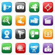 Set of colored video buttons
