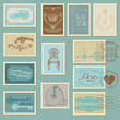 Retro Postage Stamps - for wedding design, invitation, congratul