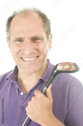 Photo: handsome middle age senior golfer man wood golf club handsome middle age senior golfer man wood golf club