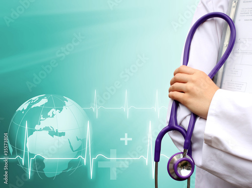 Photo: Medical background with a doctor Medical background with a doctor