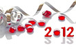 2012, rubans et billes de verre rouges