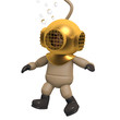 3d Deep sea diver is floating about
