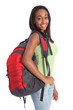 Photo: African American teenage school girl with rucksack African American teenage school girl with rucksack