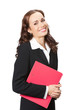 Businesswoman with red folder, isolated Businesswoman with red folder, isolated