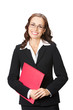 Businesswoman with red folder, isolated Businesswoman with red folder, isolated