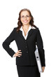 Businesswoman with grey folder, isolated Businesswoman with grey folder, isolated
