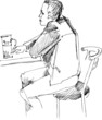 fellow at the table with glass of beer