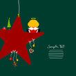 Christmas Angel Sitting On Red Star & Symbols